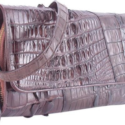 Túi Đeo Chéo 2 Gai Nữ Da Cá Sấu Huy Hoàng HT6249 (14.5 x 24.5 cm) - Nâu Đất