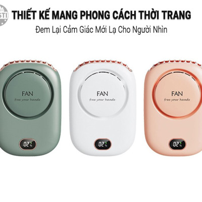 Quạt Mini Tích Điện Đeo Cổ Thời Trang Besti Y01,  3 Tốc Độ Gió Siêu Mát, Chạy Siêu Êm, Dung Lượng Pin 2000mAh, Phù Hợp Khi Chạy Bộ, Đi Du Lịch , Văn Phòng, Đi Chơi- Hàng Chính Hãng