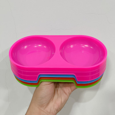 Bát Nhựa Đôi Cho Chó Mèo Hình Bầu Dục, Bát Ăn Chó Mèo