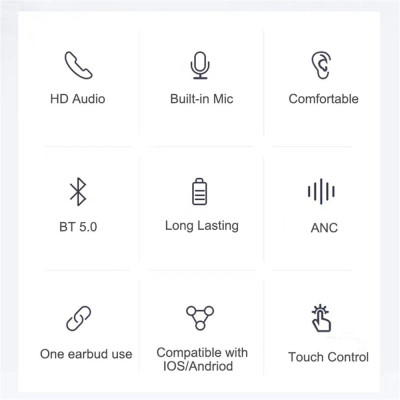CINCATDY Tai Nghe Bluetooth True Wireless TWS D01 ANC Phiên Bản Nâng Cấp - Hàng Chính Hãng