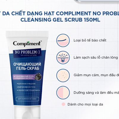 Tẩy da chết mặt có hạt Compliment No Problem Cleansing Gel Scrub 150ml (vạch tím)