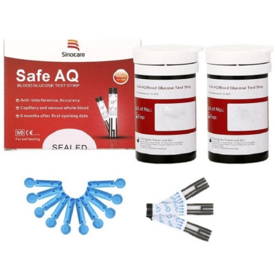 Que Thử Đường Huyết  Sinocare Safe AQ 50 Que + 50 Kim Chích Máu