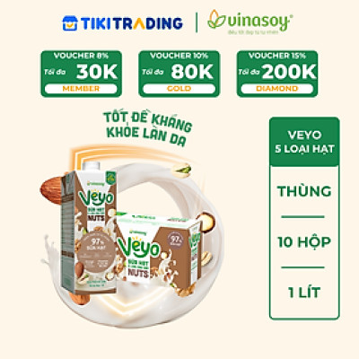 Thùng Veyo sữa hạt 05 loại cao cấp (10 hộp x 1 Lít)