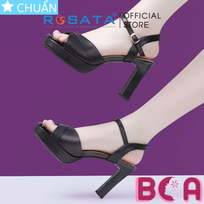 Giày sandal nữ cao gót 8p RO598 màu kem ROSATA tại BCASHOP kiểu dáng công sở thanh lịch và sang trọng