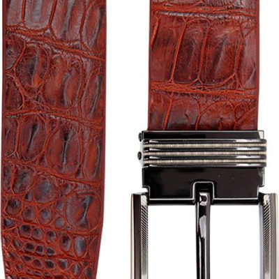 Thắt Lưng Nam Da Cá Sấu Gai Đuôi Đầu Kim Bản Lớn Huy Hoàng HT4716 - Nâu Đất