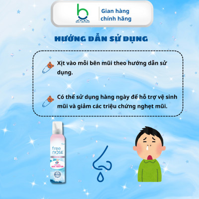 Xịt Mũi Free Nose Đẳng Trương Vệ Sinh Mũi Hằng Ngày Dành Cho Trẻ Sơ Sinh - Chai 120ml