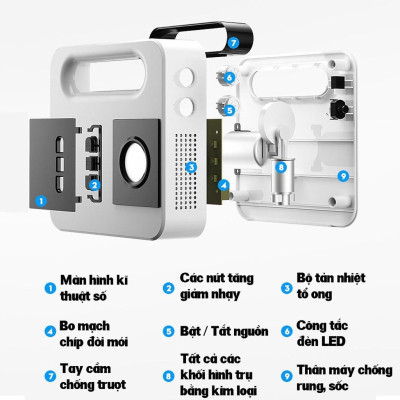 Bơm lốp xe điện tự động ngắt khi bơm đầy, điện áp 12V. Bơm Không Khí Mini Máy Bơm Hơi Lốp Xe Tự Động