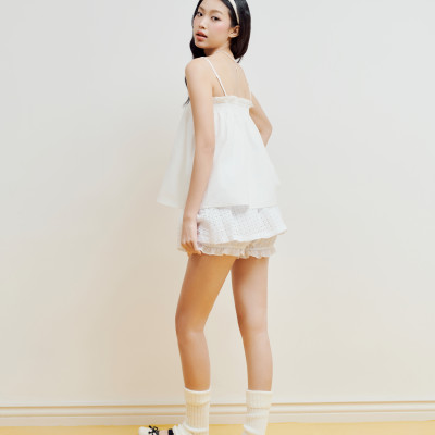 DOTTIE - Chân váy nhún quần bí - Trắng - S0272