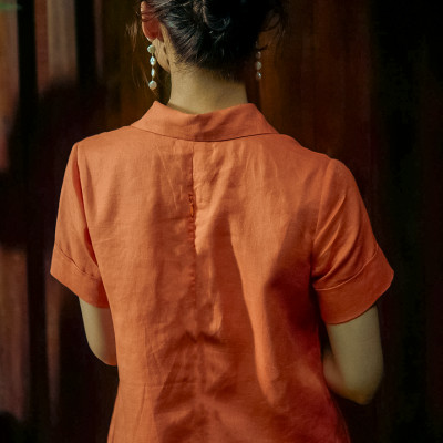 Đầm Sơ Mi Linen Kéo Sợi Mơ Nghiền DRE197 thời trang thiết kế Hity