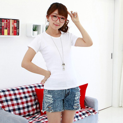 Áo Thun Nữ Trơn 35% Cotton Màu Trắng Giá Rẻ