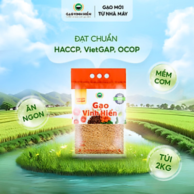 Đặc sản Tiền Giang - Gạo Lứt VietGAP Vinh Hiển (2KG) - Chuẩn VietGAP và OCOP 4 SAO