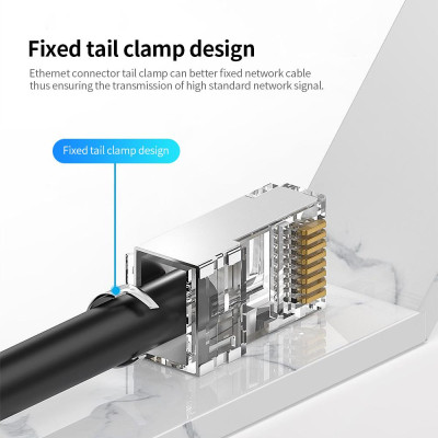 Đầu nối mạng Vention IDER0-50 Cat.7 RJ45 Đầu cắm mô-đun cố định Thiết kế đuôi kẹp Vật liệu PC Cat.7 FTP 50 miếng