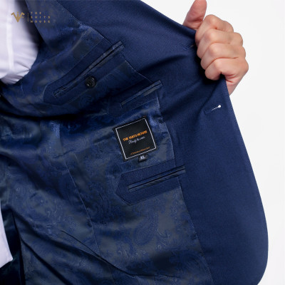 [CLASSY 2] NGUYÊN BỘ MÀU XANH NAVY TRƠN 2 KHUY 3 TÚI, CHẤT LIỆU WOOL NOBILITY