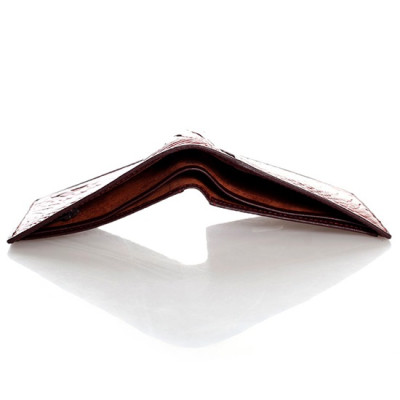 HJ2245 - Bóp nam Huy Hoàng da cá sấu ngăn sau màu nâu đất