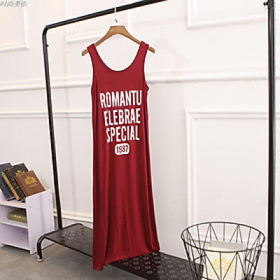 Đầm thun nữ in chữ trẻ trung dáng dài Haint Boutique đầm thun co giãn 4 chiều vải đẹp nhiều màu HB06