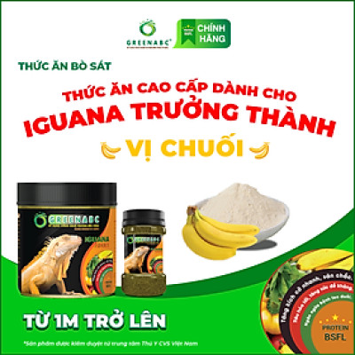 Thức ăn bò sát Iguana Trưởng Thành GREENABC vị chuối dùng cho Iguana từ 1m trở lên giúp gai bung, gù cao, dáng đẹp, lên màu tươi - Hộp 230g