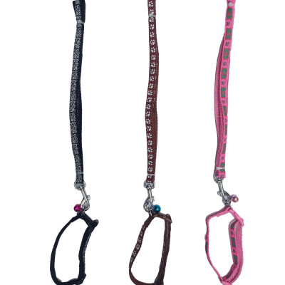 Dây dắt kèm vòng cổ có chuông cho Chó Mèo Dưới 5kg Bản rộng 1cm Dài 120cm Zichen In hình bất kỳ Chất liệu dù cao cấp