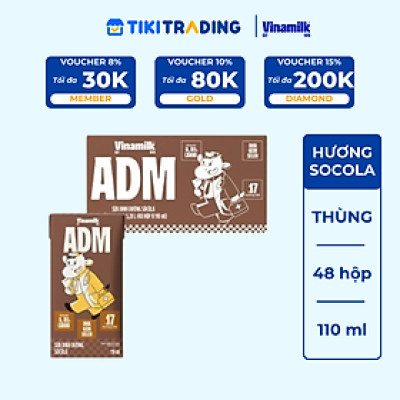 Thùng 48 hộp sữa dinh dưỡng socola Vinamilk ADM 110ml