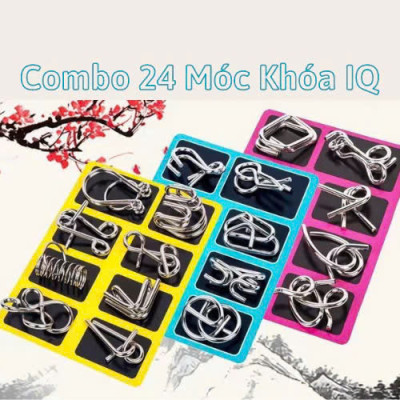 Combo 24 Móc Khóa IQ | Đồ Chơi Phát Triển Trí Tuệ Thông Minh Cho Trẻ, Tư Duy Mở Khóa Loại Tốt Không Gỉ, ĐÈN TRANG TRÍ , ĐỒNG HỒ TREO TƯỜNG