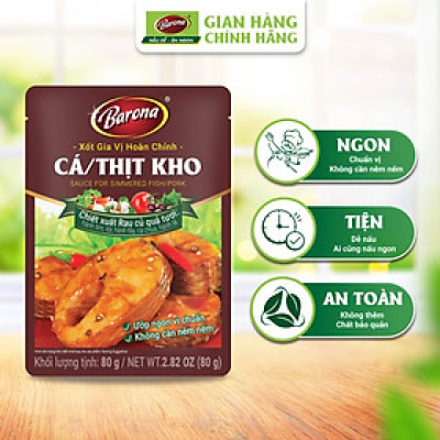 Combo 1 hộp (20 gói) Gia Vị Cá/ Thịt Kho Barona 80g ướp ngon chuẩn vị không cần nêm nếm