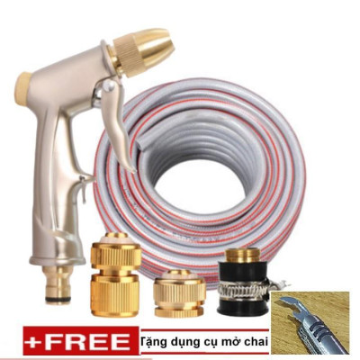  Bộ dây vòi xịt nước rửa xe, tưới cây . tăng áp 3 lần, loại 20m 206701-1 đầu đồng,cút đồng,+ tặng mở chai