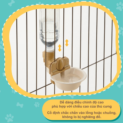 Khay tự cấp nước gắn chuồng cho thú cưng RICHELL Nhật size M Nâu | Pet