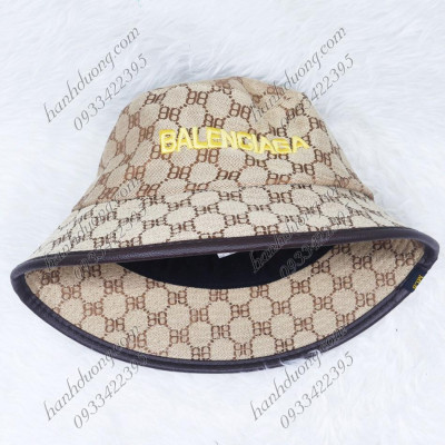 Mũ bucket vành tròn nón tai bèo cụp thêu chữ vải cotton dệt có may tem phía trong, vành nón có viên da phù hợp cho nữ