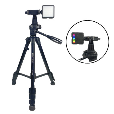 Combo Tripod Yunteng VCT 668 kèm Đèn RGB và kẹp xoay 360 độ - Hàng chính hãng