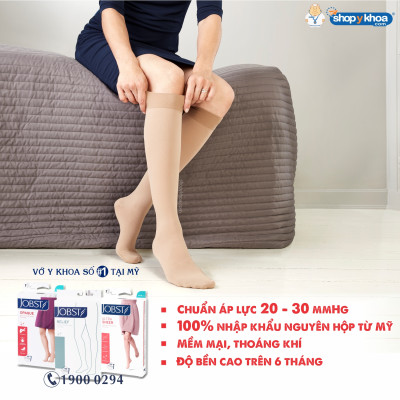 Vớ y khoa JOBST Opaque - Mỏng Hỗ Trợ Điều Trị giãn tĩnh mạch chân, 20-30 mmHg (vớ quần, màu da, kín ngón) (tất y khoa)