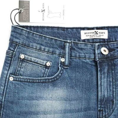 Quần Short Jeans Nam Cao Cấp HUNTER X-RAYS Form Slimfit Thun Màu Xanh  S68