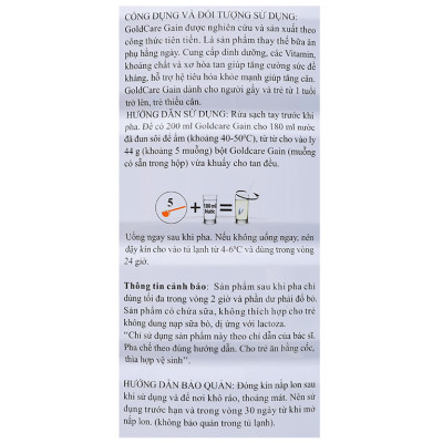 Sữa bột Wincofood Goldcare Gain: dinh dưỡng thích hợp cho mọi đối tượng và trẻ em từ 1 tuổi trở lên giúp tăng cân hiệu quả