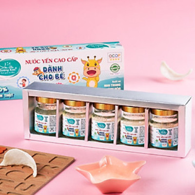 Nước Yến Chưng Sẵn Cho Bé Yến Sào Hoàng Kim - Tăng Đề Kháng, Hỗ Trợ Tiêu Hóa - Công Thức Chuyên Biệt, OCOP 4 Sao [Hộp Quà Tặng 05 hũ x70ml]