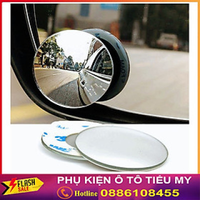 bộ 2 gương cầu lồi xoá điểm mù có viền bao - gương cầu 360 độ gắn ô tô xe máy