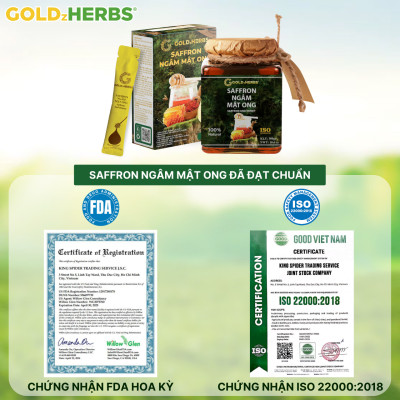 Hàng chính hãng - Saffron ngâm mật ong GoldzHerbs, 100% mật ong nguyên chất – Hũ 300g/ Hộp 15 gói x 10g