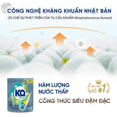 Viên Giặt Quần Áo loại bỏ mạt bụi KA pod Anti-dustmite 4trong1 diệt mạt bụi, làm sạch sâu, kháng khuẩn, giữ màu vải (38 viên/ Túi)