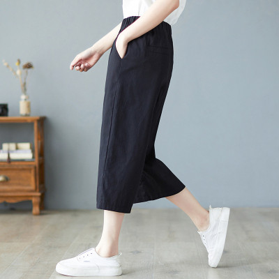 Quần lửng ống rộng nữ Nesa Shop, chất liệu Đũi nhập loại 1, vải mát, mềm mịn, freesize dưới 55kg