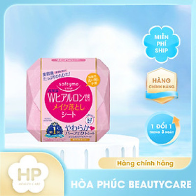 Khăn Giấy Tẩy Trang Dưỡng Ẩm Kosé Softymo Axit Hyaluronic Cleansing Sheet H (52 miếng)
