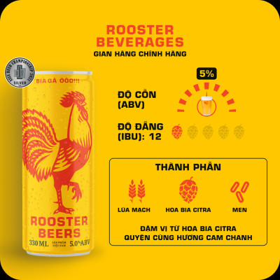Bia thủ công | Rooster Beers (Bia Gà) Blonde thùng 10 lon cao - sleek can