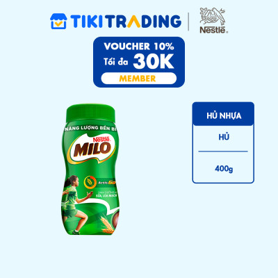 Sữa lúa mạch Nestlé MILO Nguyên chất 400g (hũ nhựa) - Giao mẫu ngẫu nhiên