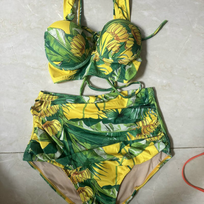 Bikini 2 Mảnh Cạp Cao Họa Tiết