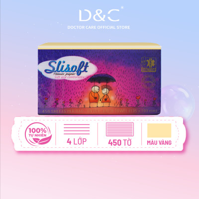 Giấy ăn Slisoft Vàng tự nhiên đa năng,khăn giấy rút thân thiện môi trường không chất tẩy trắng an toàn cho cả gia đình