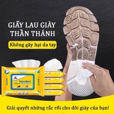 Giấy vệ sinh  giày bịch 30 tờ , vệ sinh các giày thể thao , các loại da , siêu sạch ,giúp sáng bóng , sạch sẽ , tiện lợi nhỏ gọn dễ dàng mang theo mọi nơi 