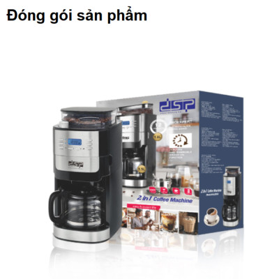 Máy pha cà phê tự động 2 trong 1 kiêm xay hạt cà phê DSP KA3055 - Công suất 1000W - HÀNG NHẬP KHẨU