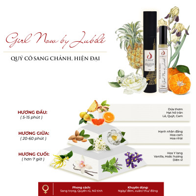 Girl Now by Jubilé - Tinh dầu nước hoa Pháp nữ Dạng lăn 12ml Thơm Lâu, Sang Trọng, Quyến Rũ