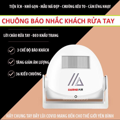 Chuông báo khách nhắc nhở khách đeo khẩu trang và rửa tay sát khuẩn loại tốt