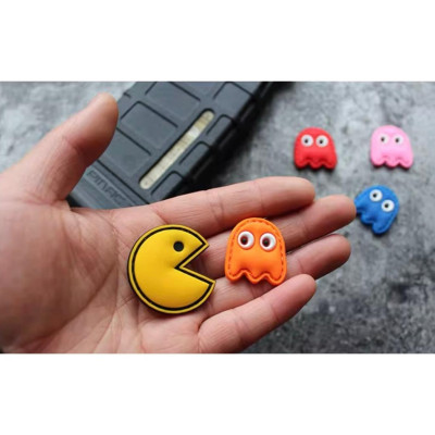 Patch_velcro PVC bộ hình Pac-Man trang trí ba lô_túi xách_quần áo