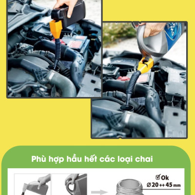 Phễu rót dầu nhớt, đổ xăng, nước làm mát cho ô tô - Có Tấm Lọc - phụ kiện oto Tâm Luân - chổi lau ô tô tẩm đầu