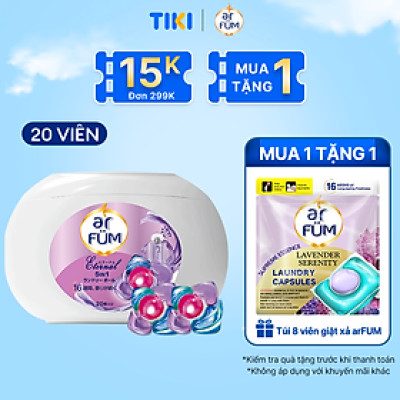 Viên giặt xả arFUM 5 trong 1 MỚI lưu hương lâu 16 tuần, khử khuẩn 99% - (20 viên/ hộp)