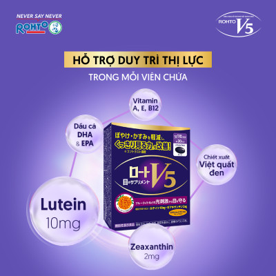 Viên uống bổ mắt Lutein Rohto V5 ( Hộp 30 viên)