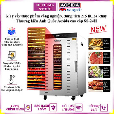 Máy sấy thực phẩm công nghiệp thương hiệu cao cấp AOSIDA SS-24H 24 khay - Dung tích 215L - Hàng nhập khẩu